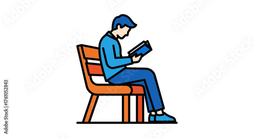 Man reading a book on a park bench enjoying leisure time outdoors illustrating a relaxing pastime and promoting reading habits education