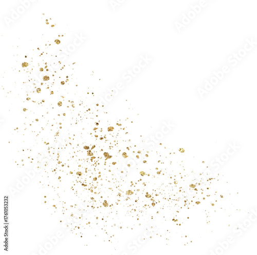 The dust sparks and golden stars shine with special light. Vector sparkles on a transparent background Glitter golden star and light wave. Christmas Holiday banner with glow particle Set spark glitter