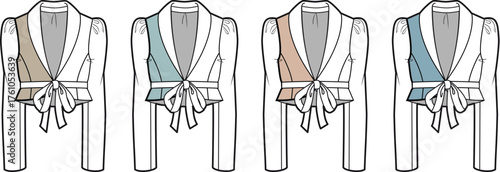 Stylish Cropped Blazer Fashion Template in Multiple Color Variations