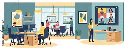 Hybrid Work & Digital Nomad Collaborative Workspace with Virtual Meeting