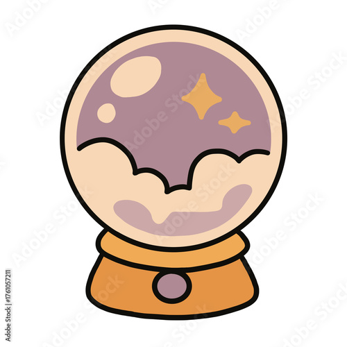 Cute Crystal Ball – Magical Fortune Teller Halloween Illustration