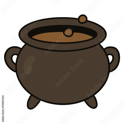 Cute Witch Cauldron – Halloween Potion Cartoon Illustration