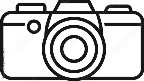Minimalist Digital Camera Line Art Icon: Outline Illustration for Photography, Media, and Creative Content