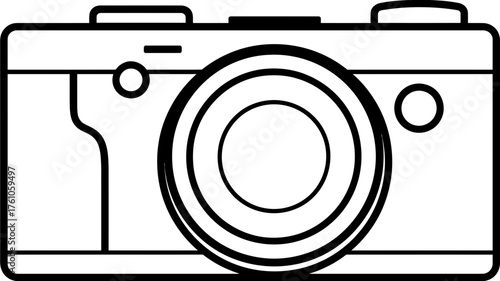 Minimalist outline vector illustration of a classic photo camera. Perfect for digital media, photography concepts, or creative design elements.
