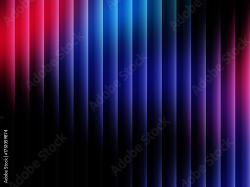 Vertical Blinds with Vivid Gradient Texture in Red, Blue, and Black Stripes