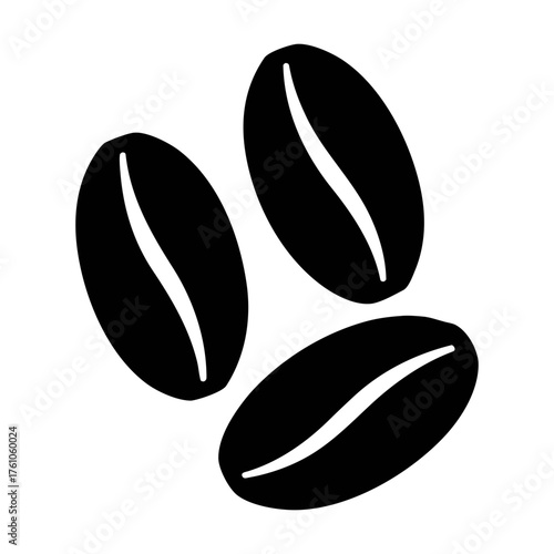 Black and white coffee beans illustration for cafe menu and coffee shop branding and design assets