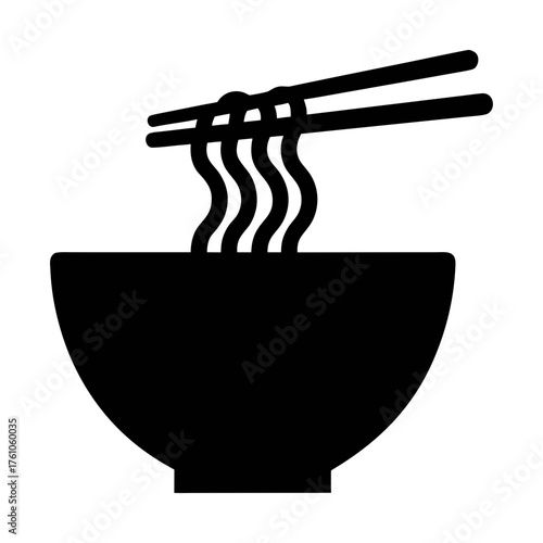 Noodle bowl with chopsticks icon vector illustration delicious asian food ramen udon soba meal dish lunch dinner