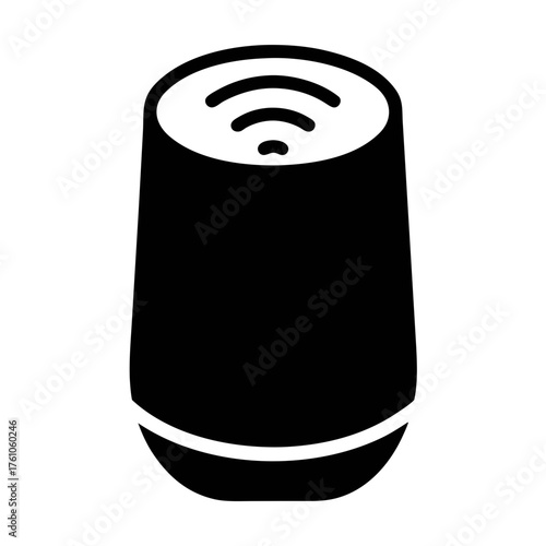 Find black smart speaker device vector illustration for home automation and voice assistant design