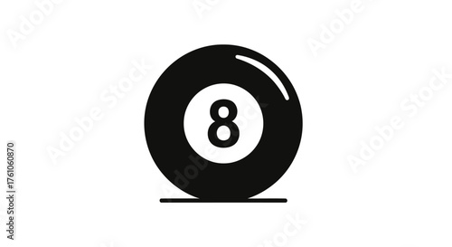 Classic black eight-ball icon with the number 8 for pool or billiards games.
