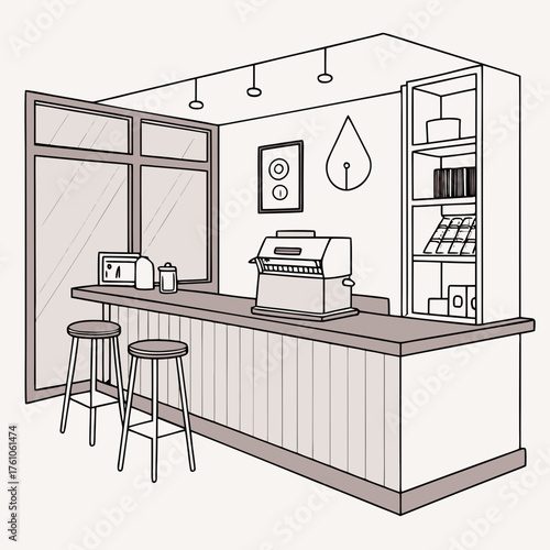 Illustration of a coffee shop counter isolated