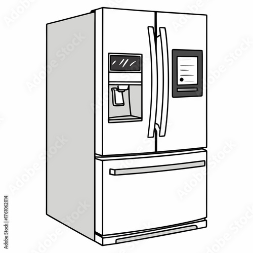 Vector art of modern refrigerator