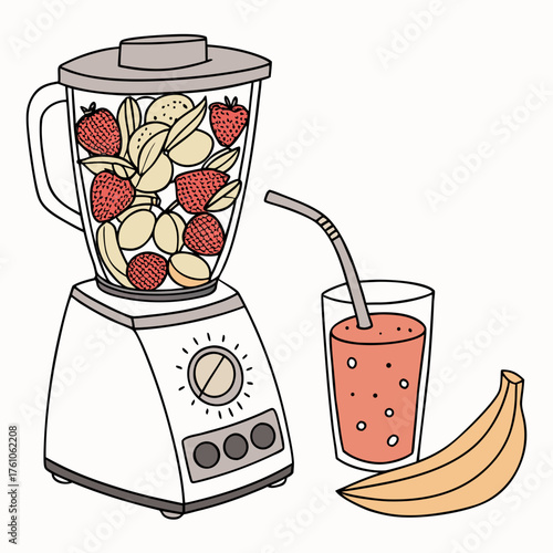 Vector art of smoothie ingredients in blender