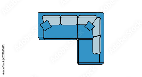 sectional couch illustration a blue sectional couch design for interior decor showcased against a white background ideal for furniture mockups  home design blogs.