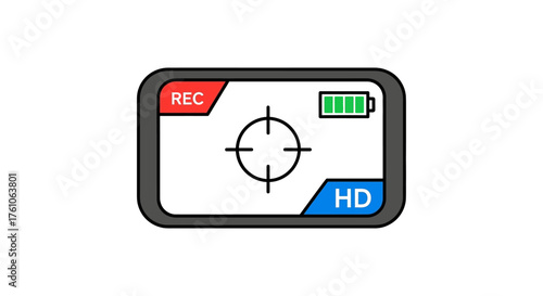 recording screen camera focus recording high definition video for filmmaking blogs visual storytelling content with full battery and camera viewfinder