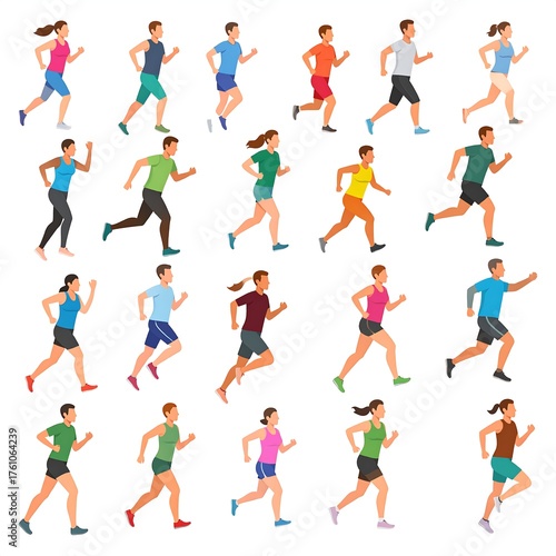 Diverse runners in action