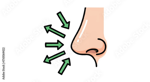 Smell detection nose with arrows outline icon vector
