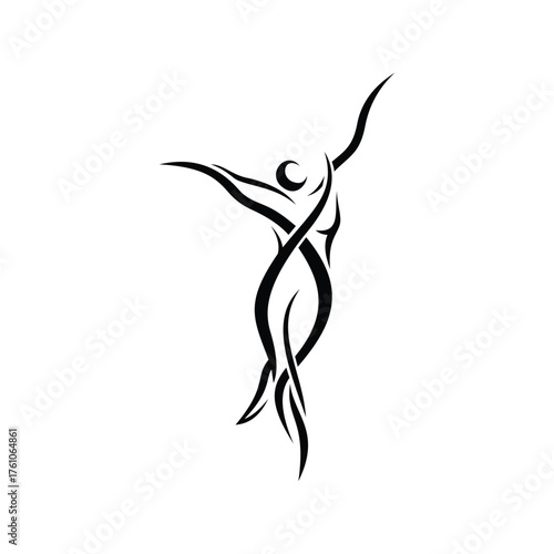 Elegant Abstract Dancing Figure Tattoo Design