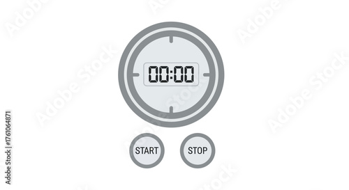 Digital Stopwatch Timer with Start and Stop Buttons Icon.