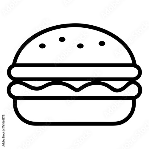 Minimalist vector illustration of a hamburger on a white background ? clean, modern flat design