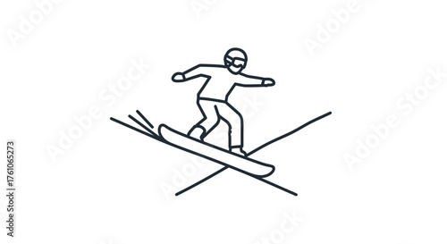 Simple Line Drawing of Snowboarder Performing a Jump.