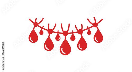 Red Blood Drop Garland Decoration Festive and Symbolic Design.