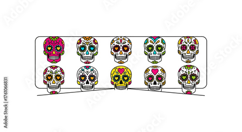 sugar skulls for day of the dead celebration a colorful calavera collection in a blister pack evoking tradition offering cultural heritage party