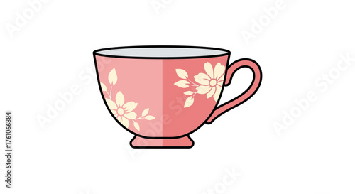 teacup with flowers a delicate pink teacup adorned with cream flowers sitting pretty on a white surface suitable for tea party invites or floral designs.