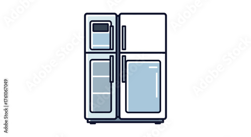 side-by-side refrigerator a modern appliance with compartments ideal for kitchen design layouts symbolizing food storage cooling and refrigeration.