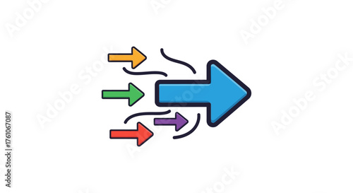 streamlined process with multiple inputs converging into a single unified direction symbolizing efficiency and focus great for business strategy
