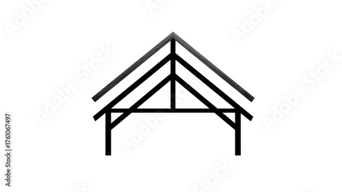 Minimalist line art icon of a house roof truss structure, representing home, building, construction, and architectural design.