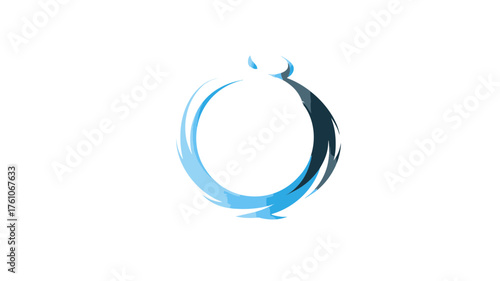 Modern abstract blue gradient circular symbol on white background. Elegant brush stroke design illustrating flow, motion, connection, purity, balance, and contemporary style.