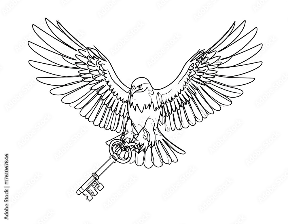 Fototapeta premium Eagle with key, soaring