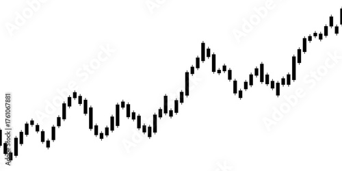 Stock trade chart. Trading graph. Black candle forex market isolated on white background. Candlestick investment finance. Stockmarket price for business invest design. Stick index. Vector illustration