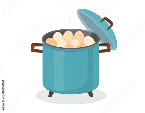 Eggs in a cooking pot