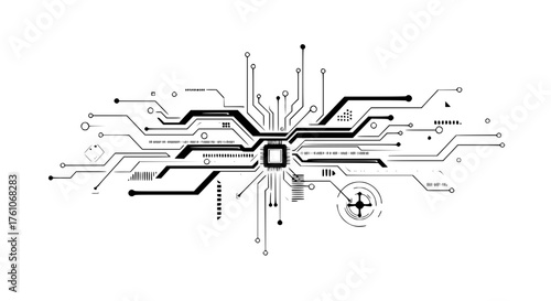 Futuristic Electronic Circuit Board Abstract Design