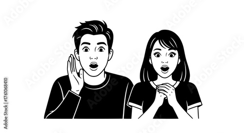 Two People Reacting with Shock and Surprise