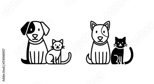 Charming Cartoon Dog and Cat Companion Duo