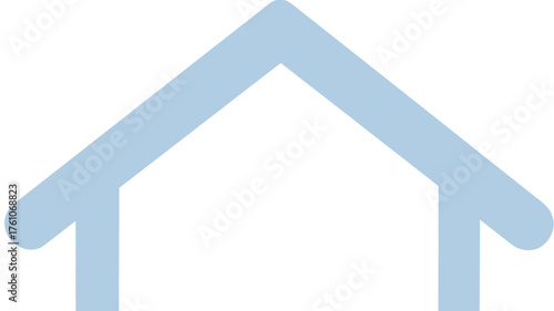 Minimalist light blue house shape icon, a simple graphic vector illustration for home, property, real estate, dwelling, and shelter concepts.