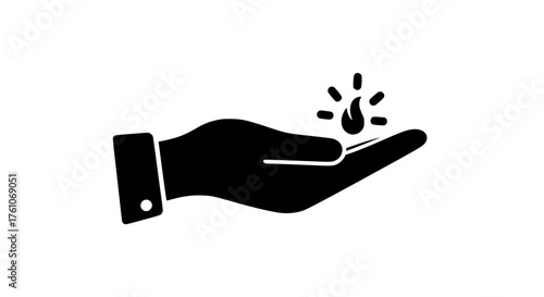 Hand Holding Water Drop Sparkle Icon Symbol Illustration