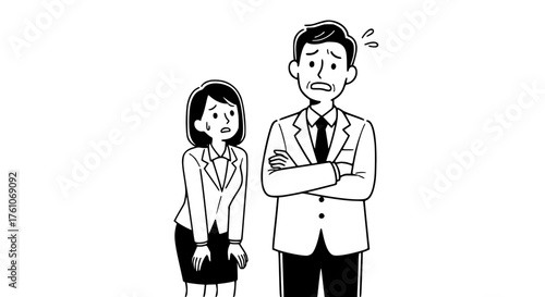 Two Worried Business People Looking Concerned Together