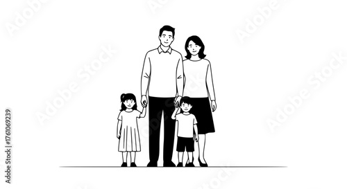 Happy Family Standing Together Full Body Portrait