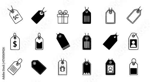 Collection of Various Price Tags and Gift Tags Icons