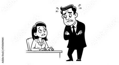 Anxious colleagues facing a difficult work situation