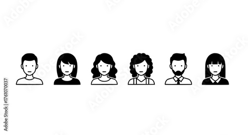 Diverse Group of People Profile Icons Representing Community and Connection