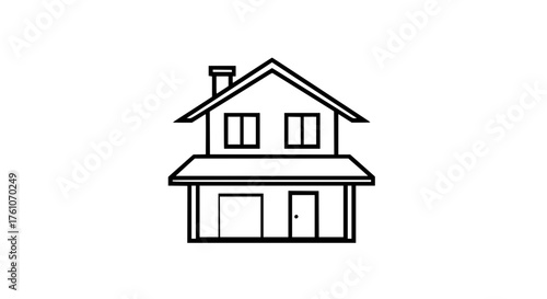 Simple Two Story House Outline Icon