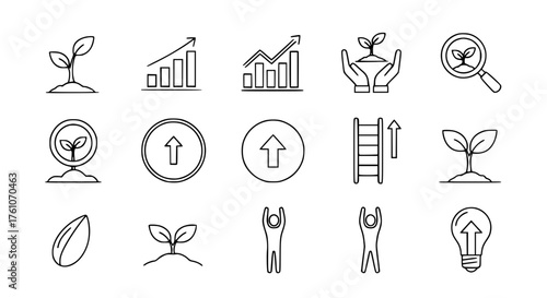 Concept of Growth and Success Illustrated with Simple Icons