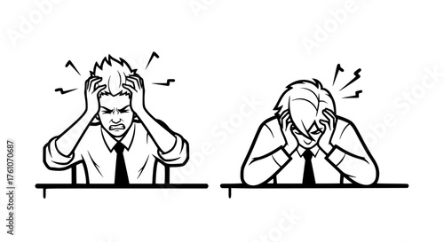 Frustrated Businessman Experiencing Stress and Overwhelm at Work