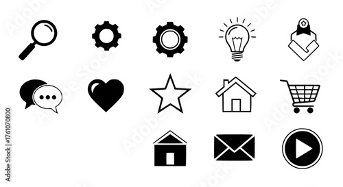 Collection of Website and App Icons for Digital Interfaces