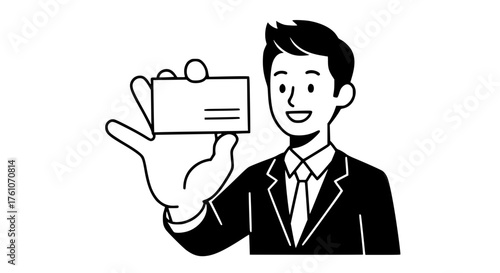 Professional businessman showing blank visiting card for networking and introduction