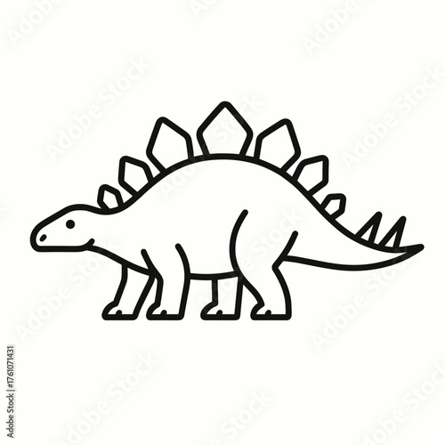 Minimalistic stegosaurus line art illustration in black and white for design concepts
